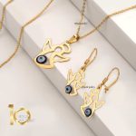 نیم ست طلا کودک طرح فرشته با چشم نظر کد KS118