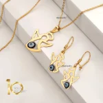 نیم ست طلا کودک طرح فرشته با چشم نظر