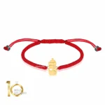 دستبند بافت کودک با پلاک طلا طرح شیشه شیر