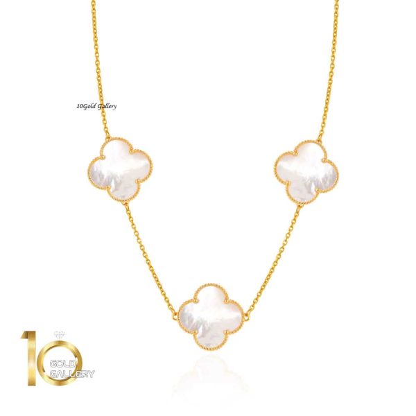 گردنبند طلا طرح ونکلیف سه گل کد XN421