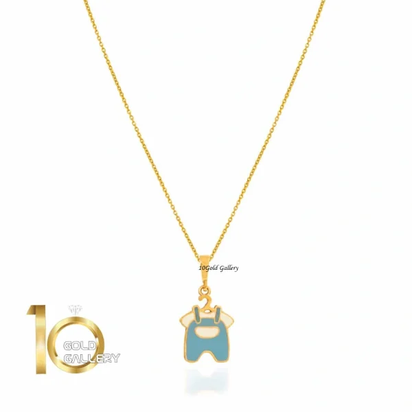 آویز طلا کودک طرح لباس نوزادی پسرانه