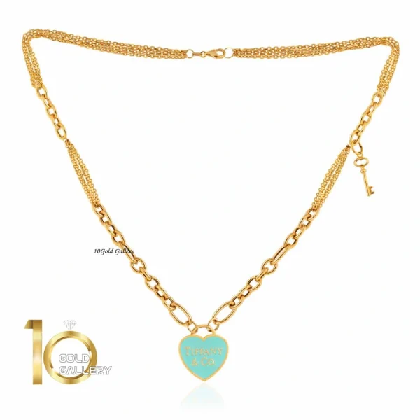 گردنبند طلا با پلاک طلا طرح قلب تیفانی