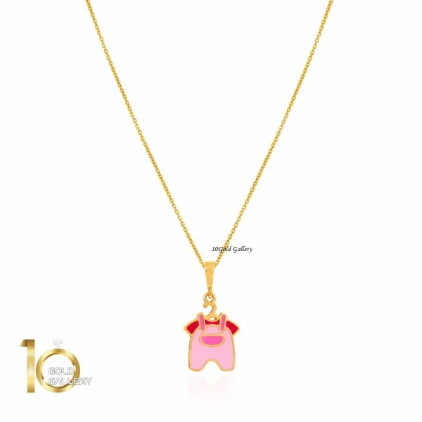 آویز طلا کودک طرح لباس نوزادی دخترانه