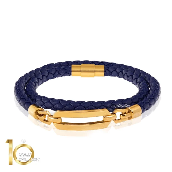 دستبند-چرم-زنانه-با-پلاک-طلا