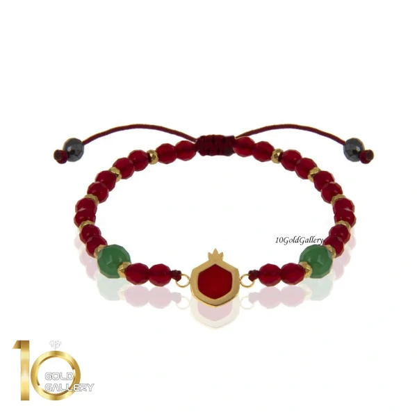 دستبند-سنگ-با-پلاک-طلا-طرح-انار