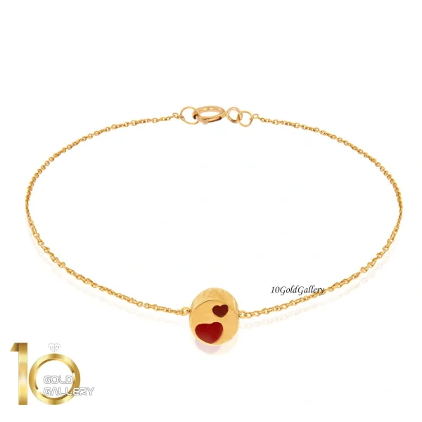 دستبند-طلا-با-پلاک-طرح-قلب
