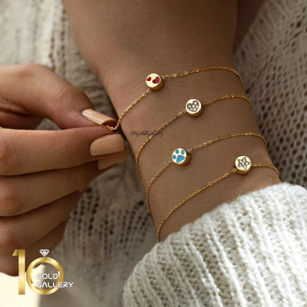 دستبند-طلا-با-پلاک-طرح-قلب