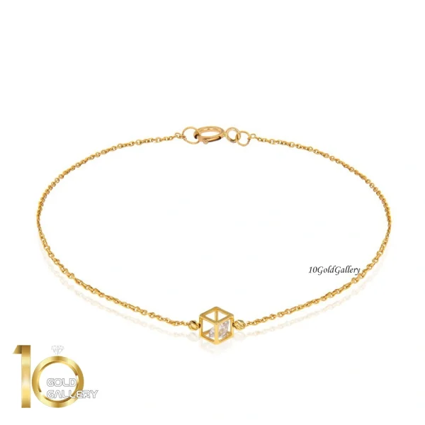 دستبند-طلا-زنانه-طرح-مکعب-با-کریستال-سایز-کوچک