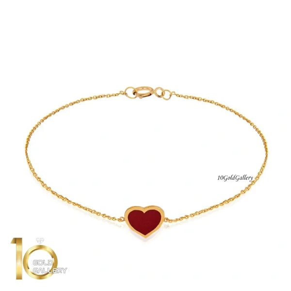 دستبند-طلا-طرح-قلب-میناکاری