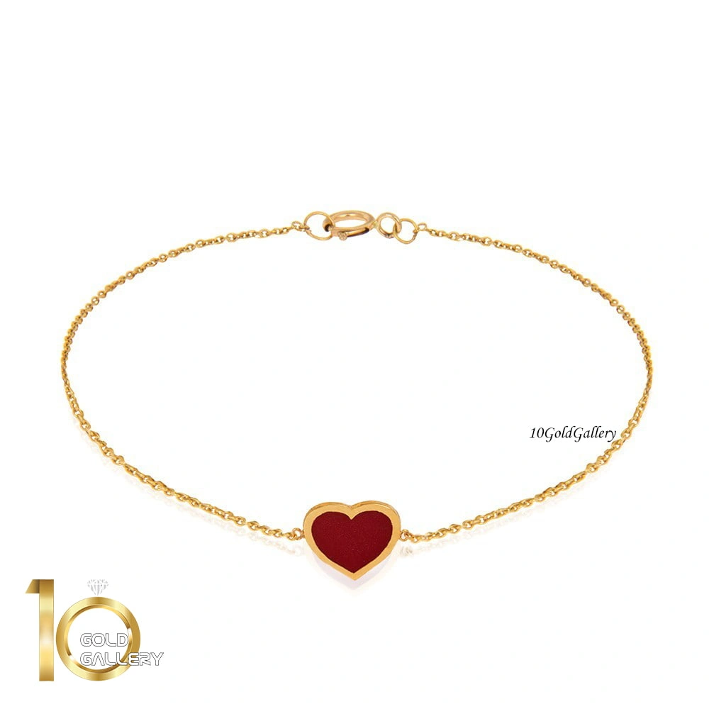 دستبند-طلا-طرح-قلب-میناکاری-کد-CB395 دستبند-طلا-طرح-قلب-میناکاری