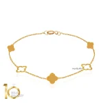 دستبند-طلا-زنانه-طرح-گل-چهار-پر-ونکلیف