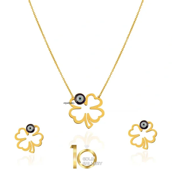 نیم-ست-طلا-طرح-شبدر-با-چشم-نظر