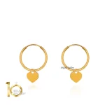 گوشواره حلقه ای طلا با آویز قلب