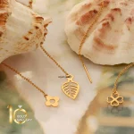 گوشواره بخیه ای طلا طرح برگ