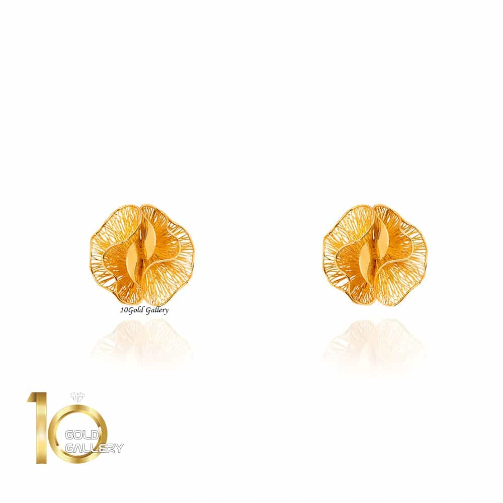 CE401-گوشواره-طلا-طرح-فیوژن-گل گوشواره طلا طرح فیوژن گل