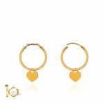 گوشواره حلقه ای طلا با آویز قلب کد LE675