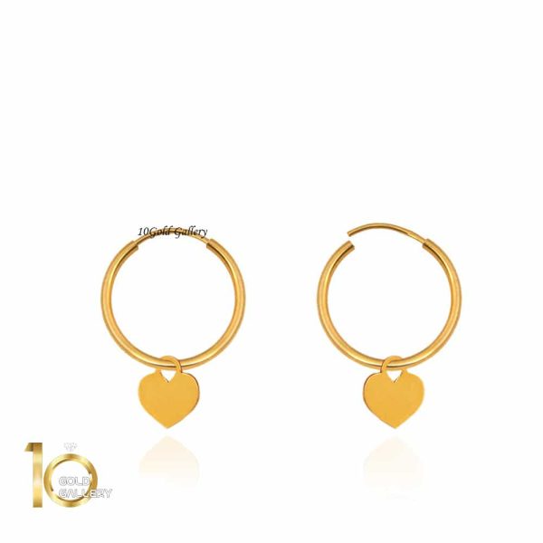 گوشواره حلقه ای طلا با آویز قلب کد LE675