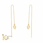 گوشواره بخیه ای طلا طرح برگ