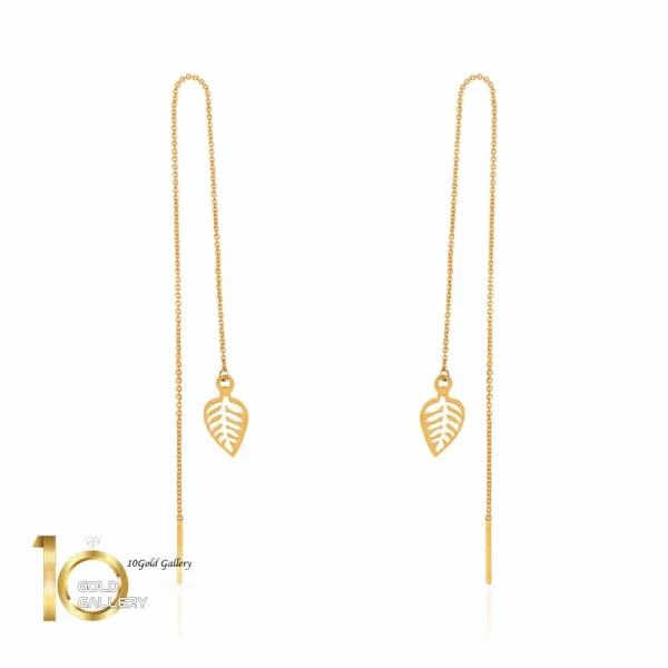 گوشواره بخیه ای طلا طرح برگ