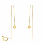 گوشواره بخیه ای طلا طرح گل لویی ویتون