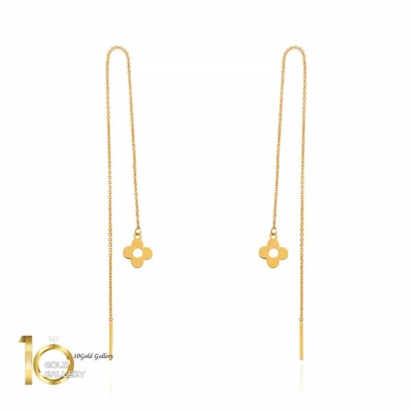 گوشواره بخیه ای طلا طرح گل لویی ویتون