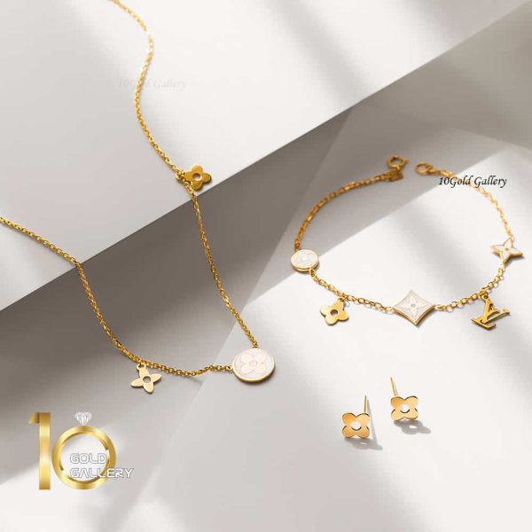 گوشواره طلا طرح گل لویی ویتون کد LE650