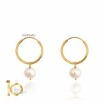 گوشواره حلقه ای طلا با آویز مروارید