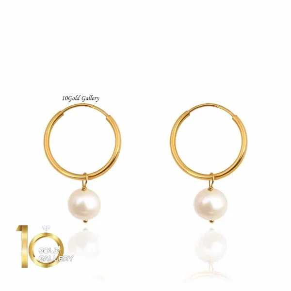 گوشواره حلقه ای طلا با آویز مروارید