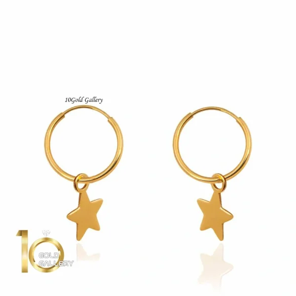 گوشواره حلقه ای طلا با آویز ستاره