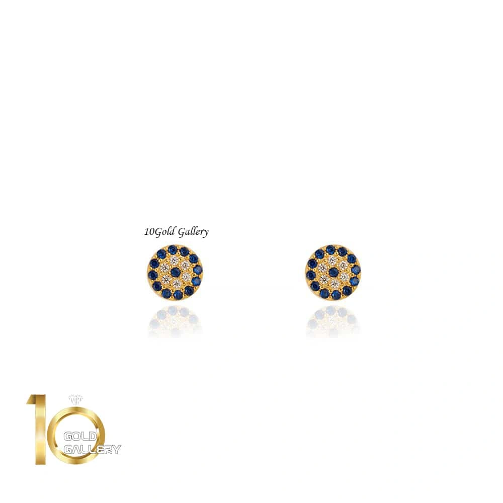 گوشواره-میخی-طلا-طرح-چشم-نظر-نگین-دار-کد-CE405 گوشواره میخی طلا طرح چشم نظر نگین دار