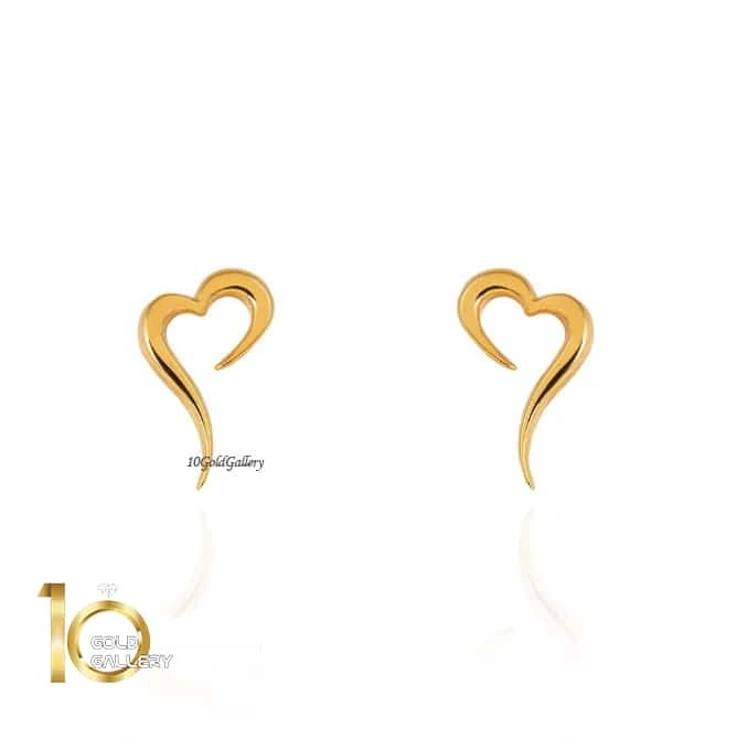 CE411-گوشواره-طلا-طرح-قلب-فانتزی گوشواره طلا طرح قلب فانتزی