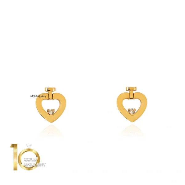 پشت گوشواره طلا طرح قلب فرد نگین دار
