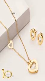 گوشواره طلا طرح قلب-فرد نگین دار