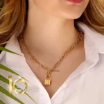 آویز طلا طرح قفل تیفانی کد CP343 - تصویر 4