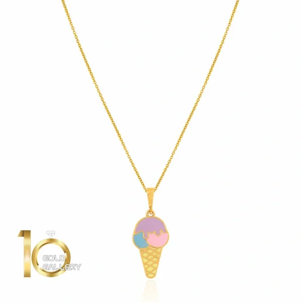 آویز طلا کودک طرح بستنی قیفی