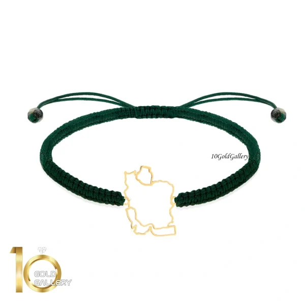 دستبند بافت با پلاک طلا طرح ایران