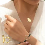 دستبند بافت با پلاک طلا طرح ایران