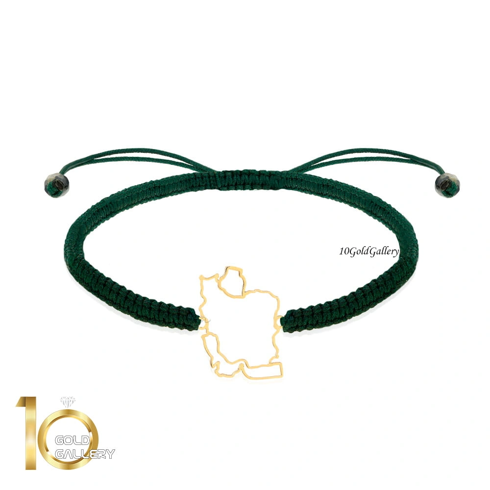 دستبند-بافت-با-پلاک-طلا-طرح-ایران-کد-XB606 دستبند بافت با پلاک طلا طرح ایران