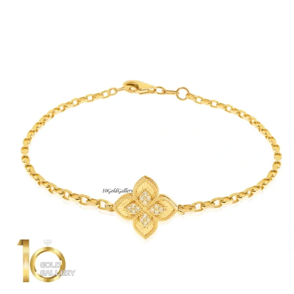 دستبند طلا طرح روبرتو کوین مدل تک گل