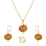 نیم ست طلا طرح انار میناکاری