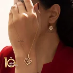 نیم ست طلا طرح انار میناکاری