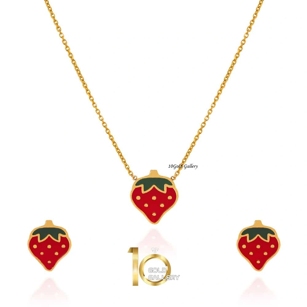 نیم ست طلا کودک طرح توت فرنگی کد KS114 نیم ست طلا کودک طرح توت فرنگی