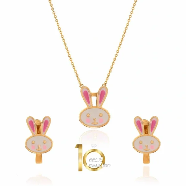 نیم ست طلا کودک طرح خرگوش