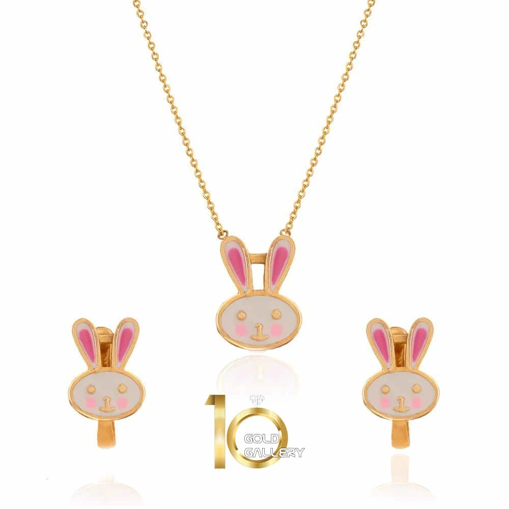 نیم ست طلا کودک طرح خرگوش کد KS107 نیم ست طلا کودک طرح خرگوش