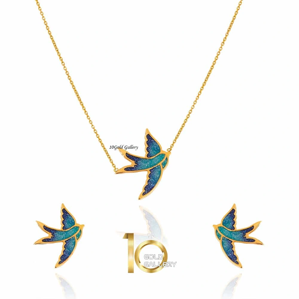 نیم ست طلا کودک طرح پرستو کد KS117 نیم ست طلا کودک طرح پرستو