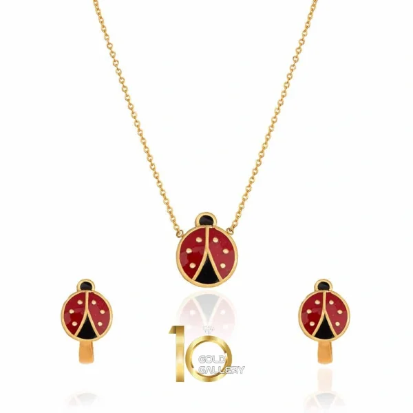 نیم ست طلا کودک طرح کفشدوزک