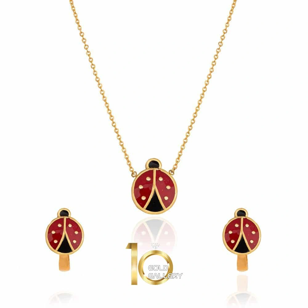 نیم ست طلا کودک طرح کفشدوزک کد KS105 نیم ست طلا کودک طرح کفشدوزک