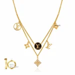 گردنبند دولایه طلا طرح لویی ویتون