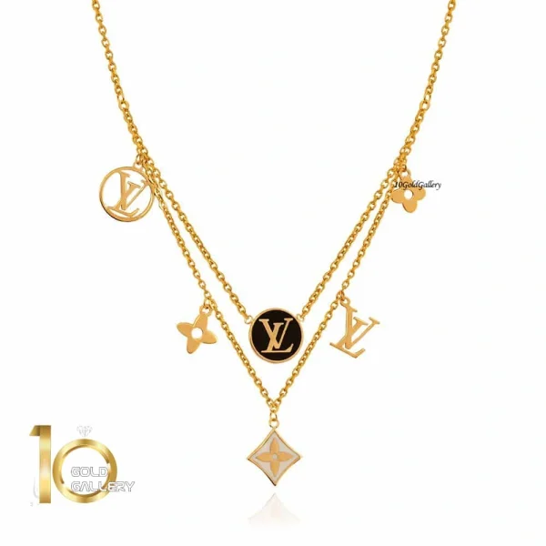 گردنبند دولایه طلا طرح لویی ویتون