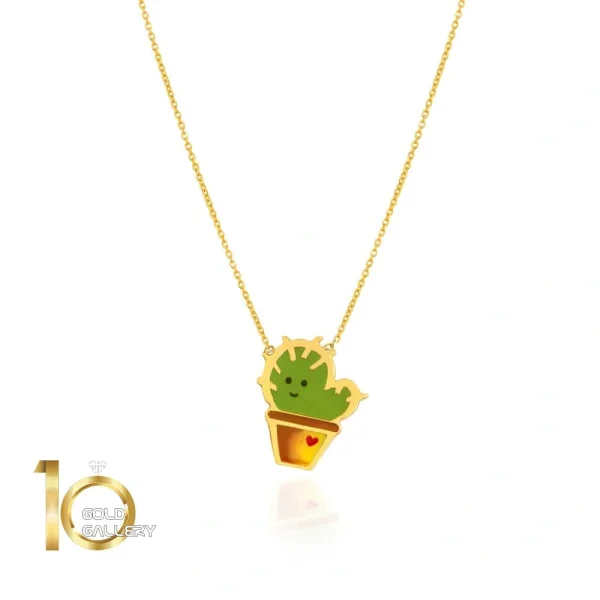 گردنبند طلا کودک طرح کاکتوس